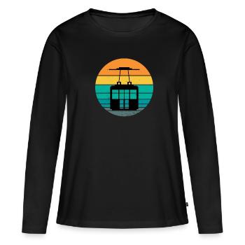 Téléphérique Tramway Téléphérique Télécabine - T-shirt manches longues Premium bio Femme - noir - Devant - Julia (174cm)