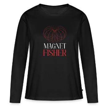 Aimant de pêche Aimant Fisher Pêcheur - T-shirt manches longues Premium bio Femme - noir - Devant - Julia (174cm)