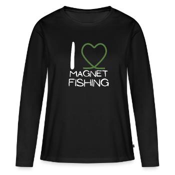 Aimant de pêche Aimant Fisher Pêcheur - T-shirt manches longues Premium bio Femme - noir - Devant - Julia (174cm)
