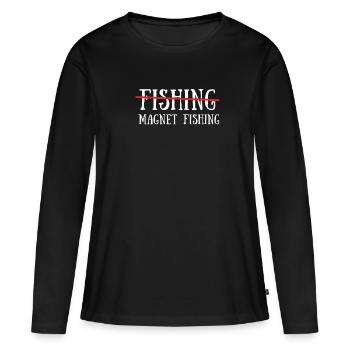 Aimant de pêche Aimant Fisher Pêcheur - T-shirt manches longues Premium bio Femme - noir - Devant - Julia (174cm)