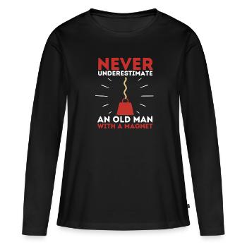 Aimant de pêche Aimant Fisher Pêcheur - T-shirt manches longues Premium bio Femme - noir - Devant - Julia (174cm)
