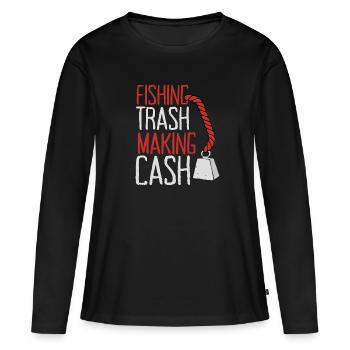 Aimant de pêche Aimant Fisher Pêcheur - T-shirt manches longues Premium bio Femme - noir - Devant - Julia (174cm)