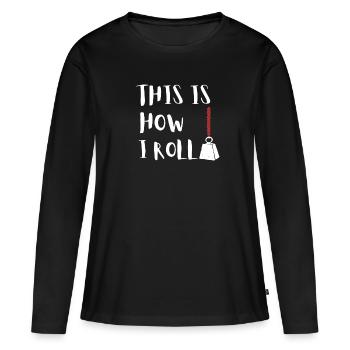 Aimant de pêche Aimant Fisher Pêcheur - T-shirt manches longues Premium bio Femme - noir - Devant - Julia (174cm)