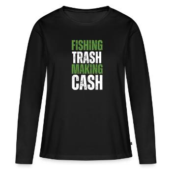 Aimant de pêche Aimant Fisher Pêcheur - T-shirt manches longues Premium bio Femme - noir - Devant - Julia (174cm)