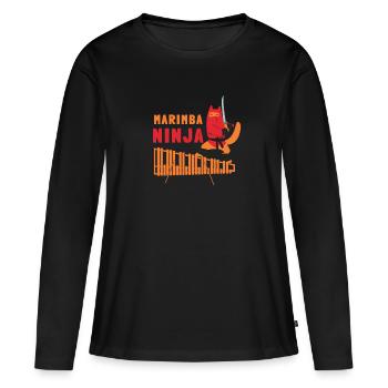 Vibraphone Maman Marimba Ninja Et Maillet - T-shirt manches longues Premium bio Femme - noir - Devant - Julia (174cm)