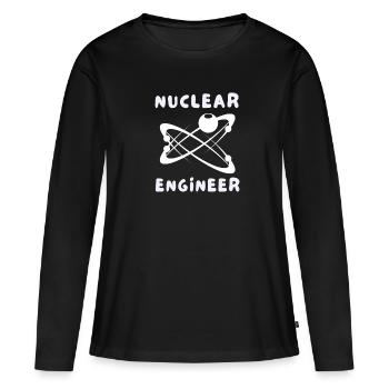 Thème génie nucléaire de la fission de l’uranium - T-shirt manches longues Premium bio Femme - noir - Devant - Julia (174cm)