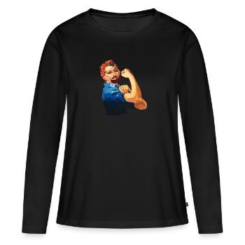 Féministe Anti Rasage Corps Velu - T-shirt manches longues Premium bio Femme - noir - Devant - Julia (174cm)