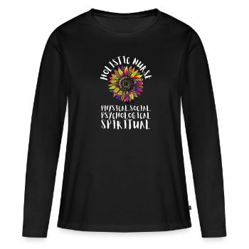 Homéopathie Médecine alternative, Soins infirmiers holistiques - T-shirt manches longues Premium bio Femme - noir - Devant - Julia (174cm)