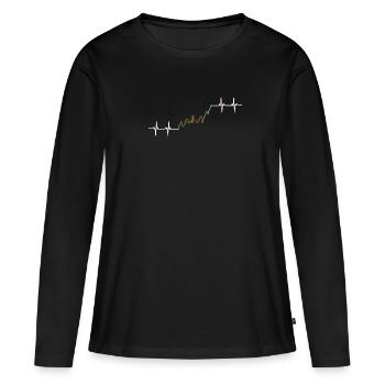 Options Trading Cash Secured Puts Future Forex - Frauen Premium Bio Langarmshirt - Schwarz - Vorne - Julia (174cm)