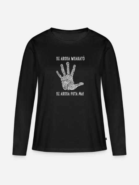 Maori Hei Tiki Tribal Tattoo New Zealand - Frauen Premium Bio Langarmshirt - Schwarz