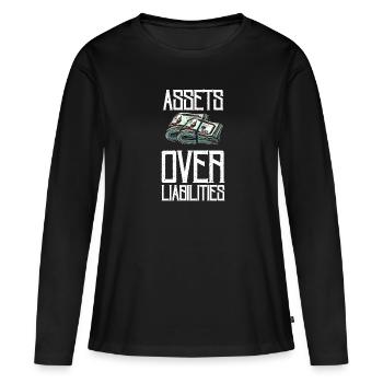 Actifs sur passifs Entrepreneur comptable - T-shirt manches longues Premium bio Femme - noir - Devant - Julia (174cm)