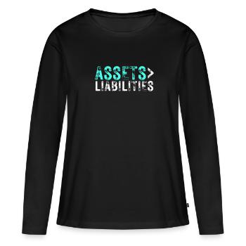 Actifs sur passifs Entrepreneur comptable - T-shirt manches longues Premium bio Femme - noir - Devant - Julia (174cm)