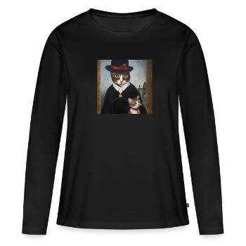 Cat Art History - Women's Premium Organic Long Sleeve Shirt - black - Front - Julia (174cm)