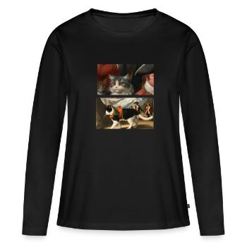 Cat Art History - Women's Premium Organic Long Sleeve Shirt - black - Front - Julia (174cm)