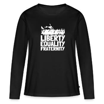 Fraternité Liberte Egalite Français Révolution - T-shirt manches longues Premium bio Femme - noir - Devant - Julia (174cm)