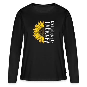 SPED Neurodiversité Dyscalculie - T-shirt manches longues Premium bio Femme - noir - Devant - Julia (174cm)