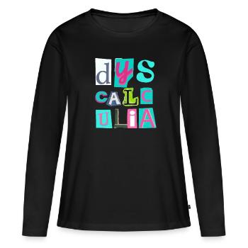 SPED Neurodiversité Dyscalculie - T-shirt manches longues Premium bio Femme - noir - Devant - Julia (174cm)