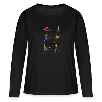 Cheerleader Tumbling Acrobat Cartwheel Maman - T-shirt manches longues Premium bio Femme - noir - Devant - Julia (174cm)
