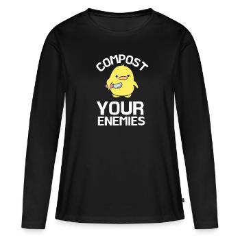 Compostez vos ennemis - T-shirt manches longues Premium bio Femme - noir - Devant - Julia (174cm)
