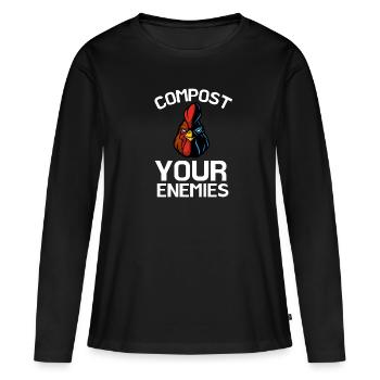 Compostez vos ennemis - T-shirt manches longues Premium bio Femme - noir - Devant - Julia (174cm)