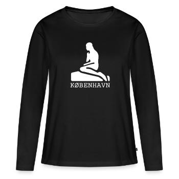 Kobenhavn Denmark Danish Kobenhaven Mermaid - Frauen Premium Bio Langarmshirt - Schwarz - Vorne - Julia (174cm)