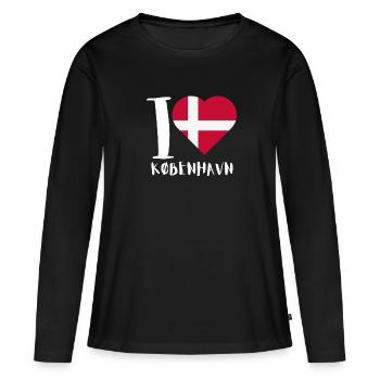 Kobenhavn Denmark Danish Kobenhaven Mermaid - Frauen Premium Bio Langarmshirt - Schwarz - Vorne - Julia (174cm)