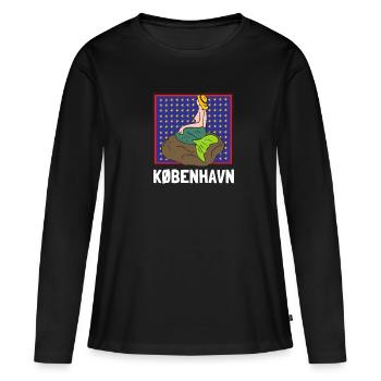 Kobenhavn Denmark Danish Kobenhaven Mermaid - Frauen Premium Bio Langarmshirt - Schwarz - Vorne - Julia (174cm)