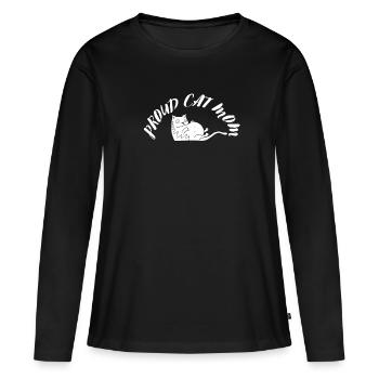 Obésité du gros chat - T-shirt manches longues Premium bio Femme - noir - Devant - Julia (174cm)