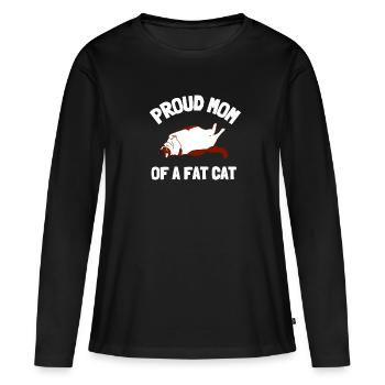 Obésité du gros chat - T-shirt manches longues Premium bio Femme - noir - Devant - Julia (174cm)