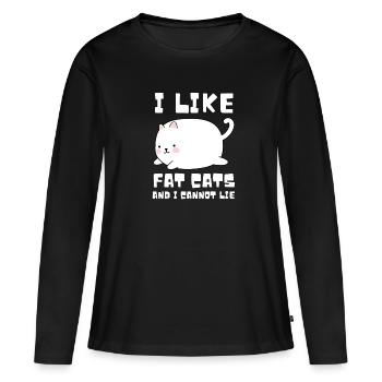 Obésité du gros chat - T-shirt manches longues Premium bio Femme - noir - Devant - Julia (174cm)