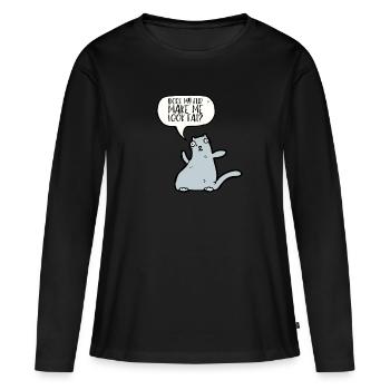 Fat Cat Obesity - Frauen Premium Bio Langarmshirt - Schwarz - Vorne - Julia (174cm)