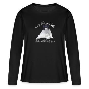 Obésité du gros chat - T-shirt manches longues Premium bio Femme - noir - Devant - Julia (174cm)