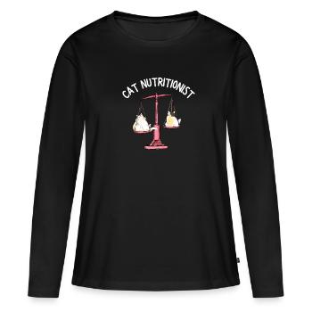 Obésité du gros chat - T-shirt manches longues Premium bio Femme - noir - Devant - Julia (174cm)