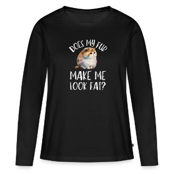 Obésité du gros chat - T-shirt manches longues Premium bio Femme - noir - Devant - Julia (174cm)