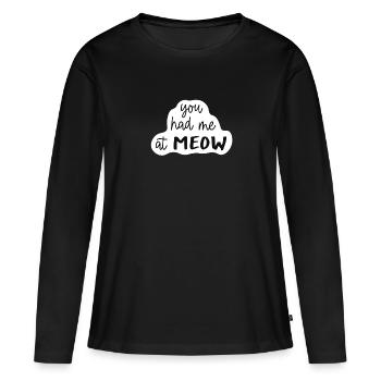 Chonk Cat Obésité - T-shirt manches longues Premium bio Femme - noir - Devant - Julia (174cm)