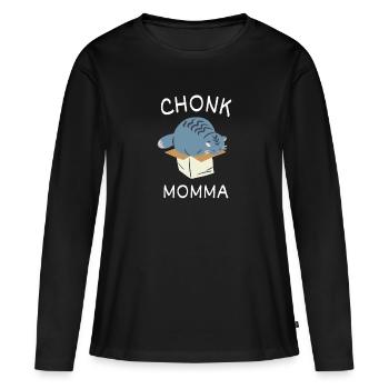 Chonk Cat Obésité - T-shirt manches longues Premium bio Femme - noir - Devant - Julia (174cm)