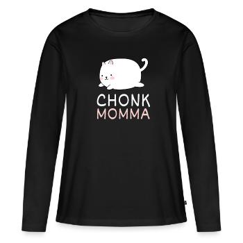 Chonk Cat Obésité - T-shirt manches longues Premium bio Femme - noir - Devant - Julia (174cm)