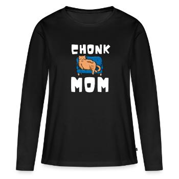 Chonk Cat Obésité - T-shirt manches longues Premium bio Femme - noir - Devant - Julia (174cm)