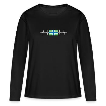 Drapeau du Gloucestershire du Royaume-Uni - T-shirt manches longues Premium bio Femme - noir - Devant - Julia (174cm)