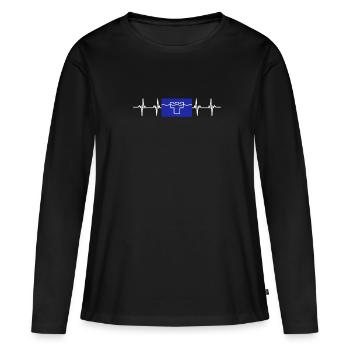 Drapeau Tyne And Wear du Royaume-Uni - T-shirt manches longues Premium bio Femme - noir - Devant - Julia (174cm)
