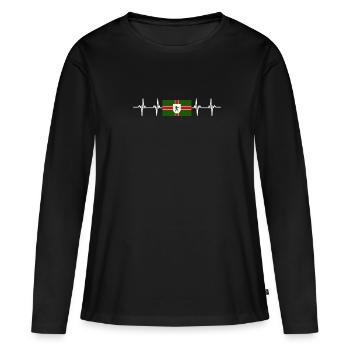 Royaume-Uni Drapeau du Nottinghamshire - T-shirt manches longues Premium bio Femme - noir - Devant - Julia (174cm)
