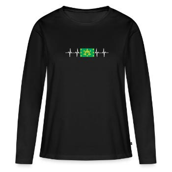 Royaume-Uni Rutland Flag - T-shirt manches longues Premium bio Femme - noir - Devant - Julia (174cm)