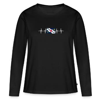 Royaume-Uni Drapeau de l’Oxfordshire - T-shirt manches longues Premium bio Femme - noir - Devant - Julia (174cm)