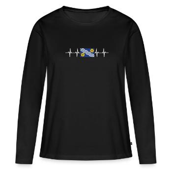 Royaume-Uni Merseyside Flag - T-shirt manches longues Premium bio Femme - noir - Devant - Julia (174cm)