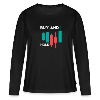 Investment Strategy Buy And Hold - Frauen Premium Bio Langarmshirt - Schwarz - Vorne - Julia (174cm)
