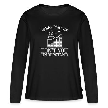 Investment Strategy Buy And Hold - Frauen Premium Bio Langarmshirt - Schwarz - Vorne - Julia (174cm)