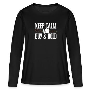 Investment Strategy Buy And Hold - Frauen Premium Bio Langarmshirt - Schwarz - Vorne - Julia (174cm)
