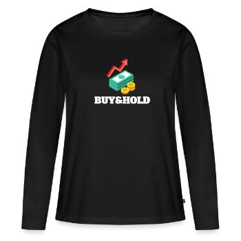 Investment Strategy Buy And Hold - Frauen Premium Bio Langarmshirt - Schwarz - Vorne - Julia (174cm)