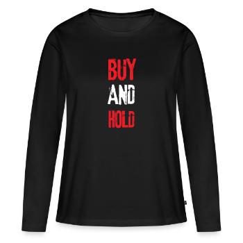 Investment Strategy Buy And Hold - Frauen Premium Bio Langarmshirt - Schwarz - Vorne - Julia (174cm)