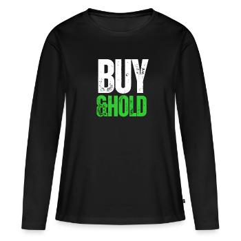 Investment Strategy Buy And Hold - Frauen Premium Bio Langarmshirt - Schwarz - Vorne - Julia (174cm)